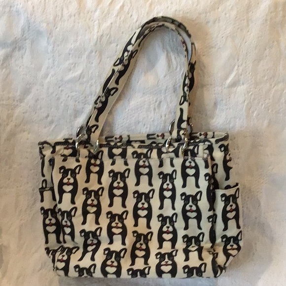 Bungalow 360 Cream and Black French Bull Dog Print Pocket Bag - Picture 3 of 3